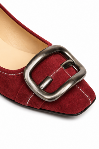 Fendi Designer Shoes for Women Flat Burgundy Suede shoes 8X2825 (FFW06)