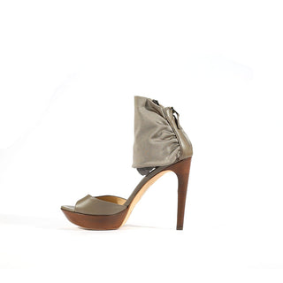Fendi Platform Taupe Wood Platform Sandals Women's Designer Designer Shoes (FFW14)-AmbrogioShoes
