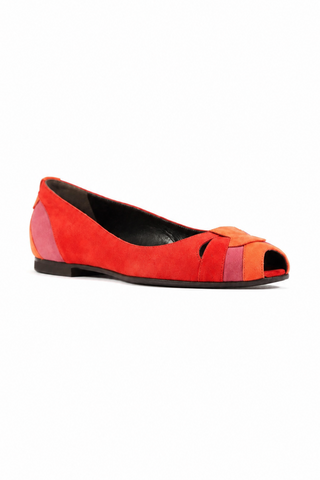 Fendi Women's Shoe - Flat Suade Strawberry Peep Toe 8F2665-RF3 (FFW09)