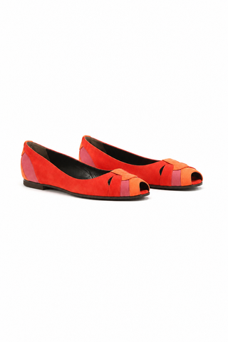 Fendi Women's Shoe - Flat Suade Strawberry Peep Toe 8F2665-RF3 (FFW09)