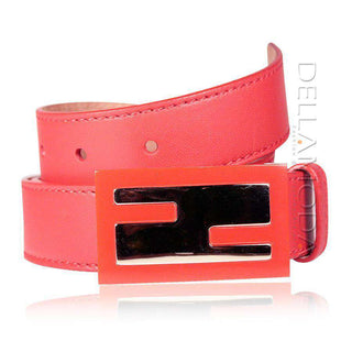 Fendi Skinny Belt Baguette Lamb Leather Red w/Fendi Logo Buckle (FFB1510)-AmbrogioShoes