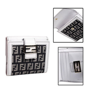 Fendi Women's Wallet "4ever" Black & White Zucchino Calf leather 8M0188 (ffw21)-AmbrogioShoes