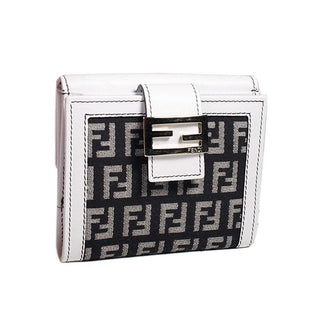 Fendi Women's Wallet "4ever" Black & White Zucchino Calf leather 8M0188 (ffw21)-AmbrogioShoes