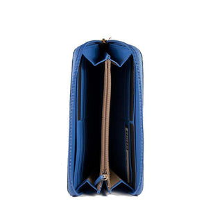 Fendi Women's Wallet Light Blue Canvas Zucchino Zip-Around Wallet (FWW102)-AmbrogioShoes
