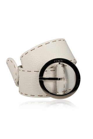 Fendi Women's Wide Belt Selleria Calf leather white Silver Hardware (FFB1513)