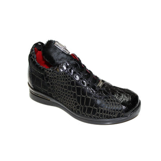 Fennix Bentley Men's Shoes Black Alligator/Pony Exotic Sneakers (FX1122)-AmbrogioShoes