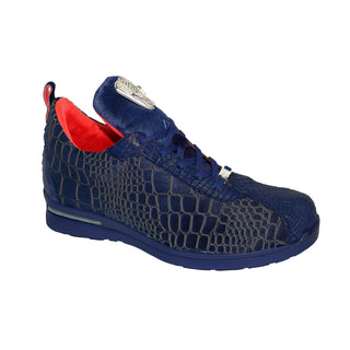 Fennix Bentley Men's Shoes Navy Alligator/Pony Exotic Sneakers (FX1005)-AmbrogioShoes