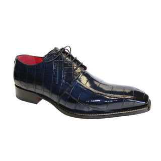 Fennix Blake Men's Shoes Navy Alligator Exotic Oxfords (FX1007)-AmbrogioShoes