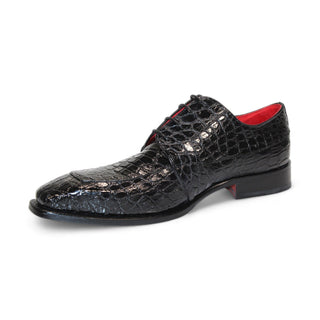 Fennix Charles Men's Shoes Black Alligator Exotic Oxfords (FX1144)-AmbrogioShoes