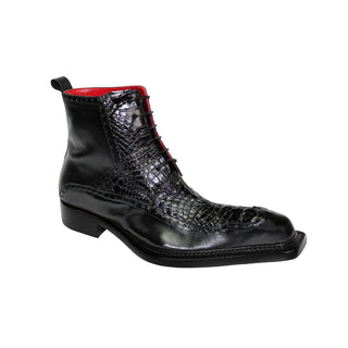 Fennix Colton Men's Shoes Black Alligator/Calf Leather Exotic Boots (FX1008)-AmbrogioShoes