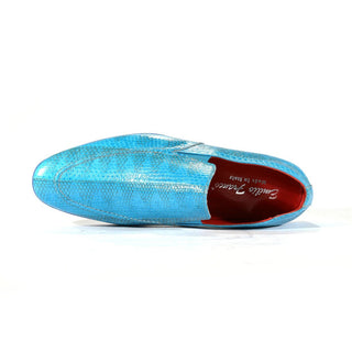 Fennix Daniel Men's Shoes Blue Turquoise Genuine Eel-Skin Slip-on Loafers (FXS2600)-AmbrogioShoes