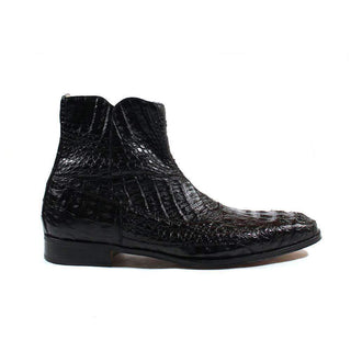 Fennix Shoes Mens Shoes Exotic Hornback Crocodile Black Boots (FX102)-AmbrogioShoes