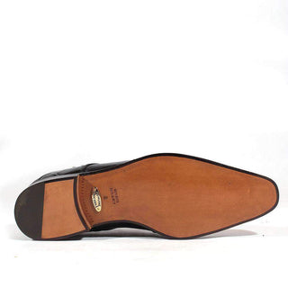 Fennix Shoes Mens Shoes Exotic Hornback Crocodile/Ostrich Black Oxfords (FX103)-AmbrogioShoes