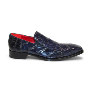 Fennix Dustin Men's Shoes Navy Alligator Exotic Loafers (FX1151)-AmbrogioShoes