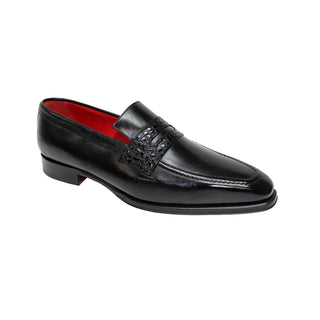 Fennix Edward Men's Shoes Black Calf Leather/Alligator Exotic Loafers (FX1010)-AmbrogioShoes