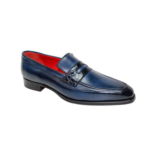Fennix Edward Men's Shoes Navy Calf Leather/Alligator Exotic Loafers (FX1011)-AmbrogioShoes