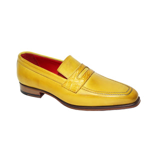 Fennix Edward Men's Shoes Yellow Calf Leather/Alligator Exotic Loafers (FX1012)-AmbrogioShoes