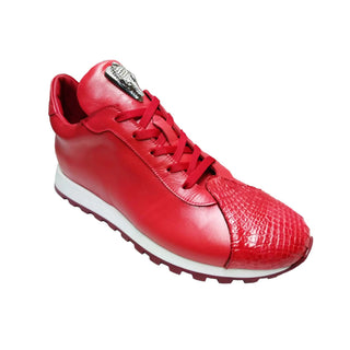 Fennix Felix Men's Shoes Red Alligator/Calf Leather Exotic Sneakers (FX1072)-AmbrogioShoes