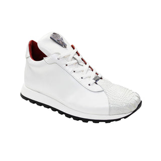 Fennix Felix Men's Shoes White Alligator/Calf Leather Exotic Sneakers (FX1073)-AmbrogioShoes