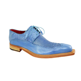 Fennix Finley Men's Shoes Light Blue Calf Leather/Alligator Exotic Oxfords (FX1014)-AmbrogioShoes