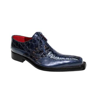 Fennix Frank Men's Shoes Navy Calf Leather/Alligator Exotic Oxfords (FX1019)-AmbrogioShoes