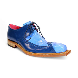 Fennix Harry Men's Shoes Light Blue/Navy Alligator/Calf-Skin Leather Exotic Oxfords (FX1156)-AmbrogioShoes