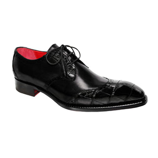 Fennix Jax Men's Shoes Black Alligator/Calf Leather Exotic Oxfords (FX1023)-AmbrogioShoes