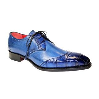 Fennix Jax Men's Shoes Ocean Blue Alligator/Calf Leather Exotic Oxfords (FX1025)-AmbrogioShoes