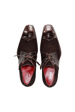 Fennix Landon Alligator Skin & Suede Derby (FX1032)-AmbrogioShoes