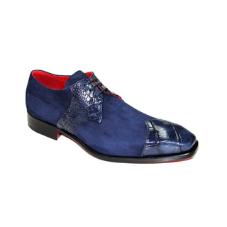 Fennix Landon Men's Shoes Navy Alligator/Suede Leather Exotic Oxfords (FX1128)-AmbrogioShoes