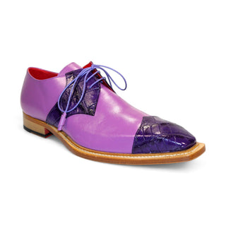 Fennix Landon Men's Shoes Purple/Lavender Alligator/Calf-Skin Leather Exotic Oxfords (FX1161)-AmbrogioShoes