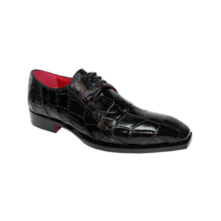 Fennix Logan Men's Shoes Black Alligator Exotic Oxfords (FX1035)-AmbrogioShoes