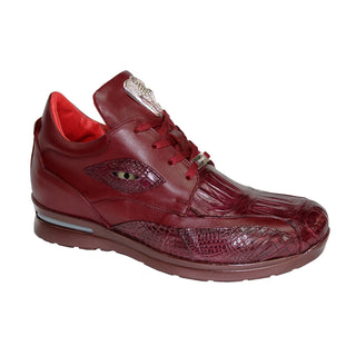 Fennix Mason Men's Shoes Burgundy Alligator/Calf Leather Exotic Sneakers (FX1041)-AmbrogioShoes