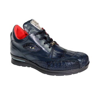 Fennix Mason Men's Shoes Navy Alligator/Calf Leather Exotic Sneakers (FX1043)-AmbrogioShoes