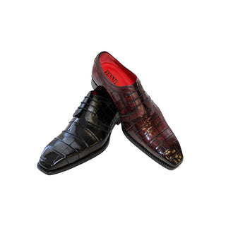 Fennix Miles Men's Shoes Burgundy Alligator Exotic Oxfords (FX1048)-AmbrogioShoes