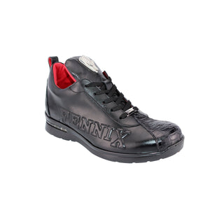 Fennix Roman Men's Shoes Black Alligator/Calf Leather Exotic Sneakers (FX1054)-AmbrogioShoes