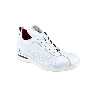 Fennix Roman Men's Shoes White Alligator/Calf Leather Exotic Sneakers (FX1056)-AmbrogioShoes