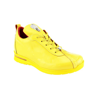 Fennix Roman Men's Shoes Yellow Alligator/Calf Leather Exotic Sneakers (FX1098)-AmbrogioShoes