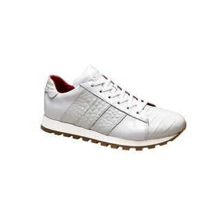 Fennix Toby Men's Shoes White Alligator/Calf Leather Exotic Sneakers (FX1059)-AmbrogioShoes