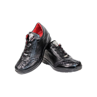 Fennix Tommy Men's Shoes Black Alligator/Calf Leather Exotic Sneakers (FX1099)-AmbrogioShoes