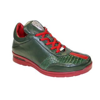 Fennix Tommy Men's Shoes Green/Red Alligator/Calf Leather Exotic Sneakers (FX1062)-AmbrogioShoes