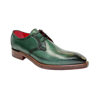 Fennix Tyler Men's Shoes Green Calf Leather/Alligator Exotic Oxfords (FX1066)-AmbrogioShoes