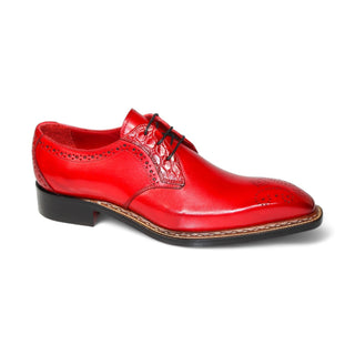 Fennix Tyler Men's Shoes Red Calf Leather/Alligator Exotic Oxfords (FX1069)-AmbrogioShoes