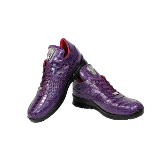 Fennix Xander Men's Shoes Purple Crocodile Exotic Sneakers (FX1111)-AmbrogioShoes