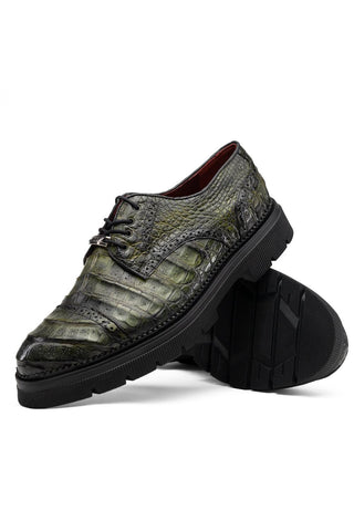 Ferrara Crocodile Derby - Dark Green-Dellamoda