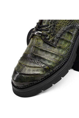 Ferrara Crocodile Derby - Dark Green-Dellamoda