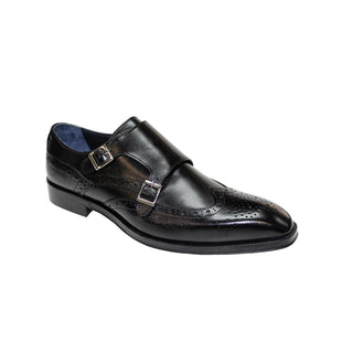 Firmani Noah Men's Shoes Black Calf-Skin Leather Monkstraps (FIR1010)-AmbrogioShoes