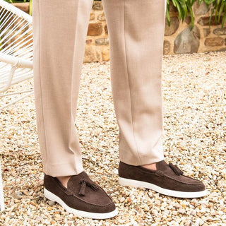 Franceschetti Amalfi Men's Luxury Italian Shoes Suede Moccasin Tassels Loafer (FCCT1116)-AmbrogioShoes