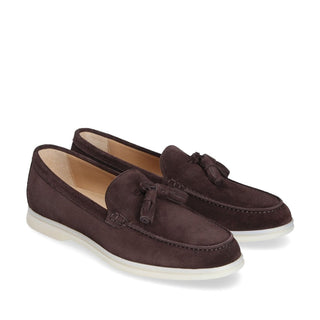 Franceschetti Amalfi Men's Shoes Dark Brown Suede Leather Slip-On Tassels Sneakers (FCCT1011)-AmbrogioShoes