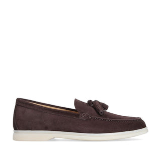 Franceschetti Amalfi Men's Shoes Dark Brown Suede Leather Slip-On Tassels Sneakers (FCCT1011)-AmbrogioShoes